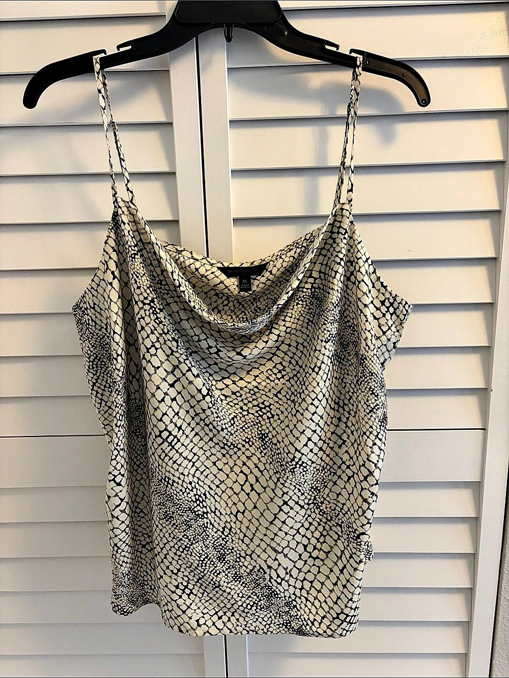 Banana Republic Snake Print Cowl Neck Camisole White & Black Size XL NWT